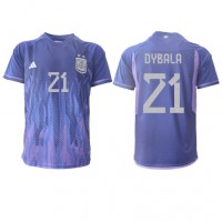 Koszulka piłkarska Argentyna Paulo Dybala #21 Strój wyjazdowy MŚ 2022 tanio Krótki Rękaw